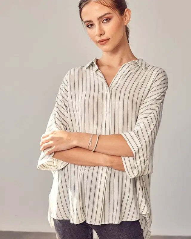 Stripe Printed Duster Sleeve Shirt