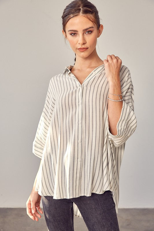Stripe Printed Duster Sleeve Shirt