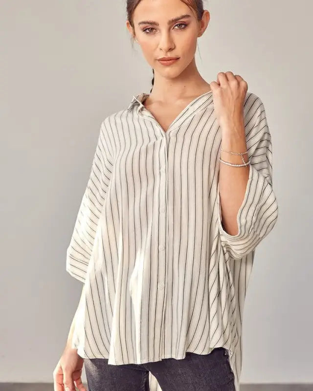 Stripe Printed Duster Sleeve Shirt