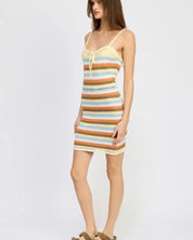 STRIPED BODYCON DRESS WTIH FRONT TIE