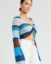 Striped Crochet Ruched Top