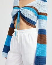 Striped Crochet Ruched Top