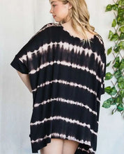 STRIPED TIE DYE ROUND NECK TUNIC