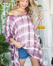 STRIPED TIE DYE ROUND NECK TUNIC