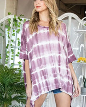 STRIPED TIE DYE ROUND NECK TUNIC