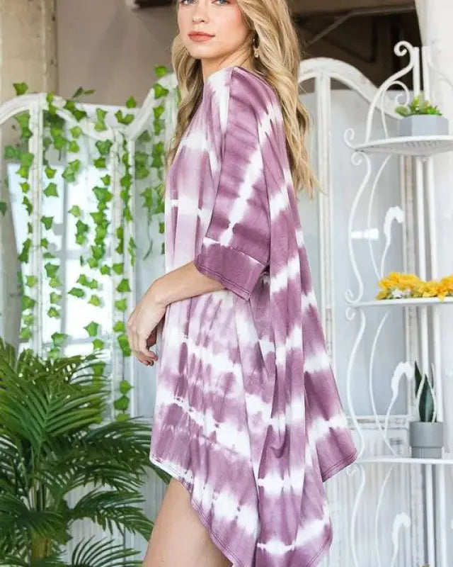 STRIPED TIE DYE ROUND NECK TUNIC