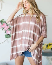 STRIPED TIE DYE ROUND NECK TUNIC