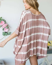 STRIPED TIE DYE ROUND NECK TUNIC