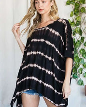 STRIPED TIE DYE ROUND NECK TUNIC