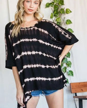 STRIPED TIE DYE ROUND NECK TUNIC