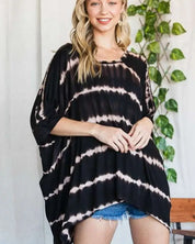 STRIPED TIE DYE ROUND NECK TUNIC