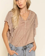 Studded Flutter Sleeve T-shirt