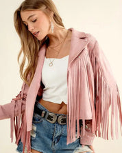 Studded Fringe Open Western Jacket