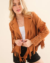 Studded Fringe Open Western Jacket