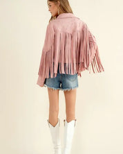 Studded Fringe Open Western Jacket