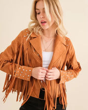 Studded Fringe Open Western Jacket