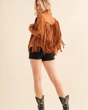 Studded Fringe Open Western Jacket