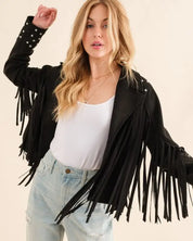 Studded Fringe Open Western Jacket