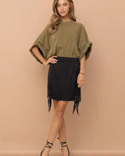 Studded Oversized High Low T Shirt