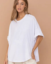 Studded Oversized High Low T Shirt