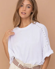 Studded Oversized High Low T Shirt