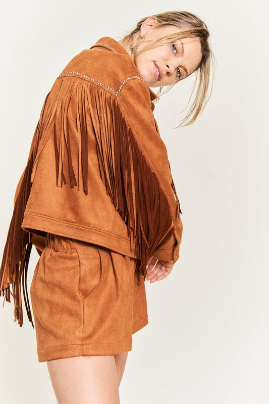 Suede studded fringe jacket JJO5009 - Rings