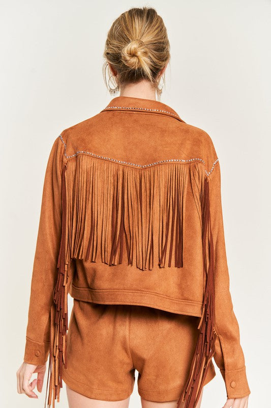 Suede studded fringe jacket JJO5009 - Rings