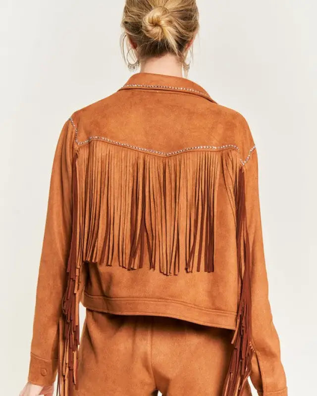 Suede studded fringe jacket JJO5009 - Rings