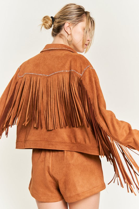 Suede studded fringe jacket JJO5009 - Rings