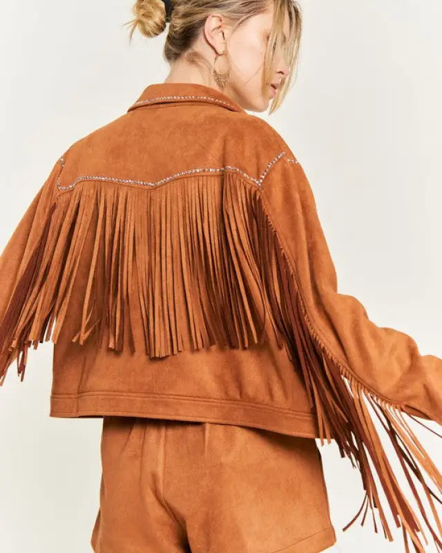 Suede studded fringe jacket JJO5009 - Rings