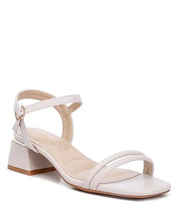 Sulein Ankle Strap Low Block Heels - Beige / US - 5 UK - 3 EU - 36