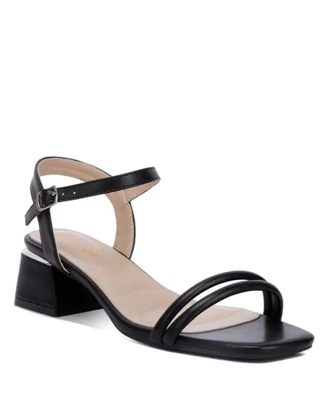 Sulein Ankle Strap Low Block Heels - Black / US - 5 UK - 3 EU - 36