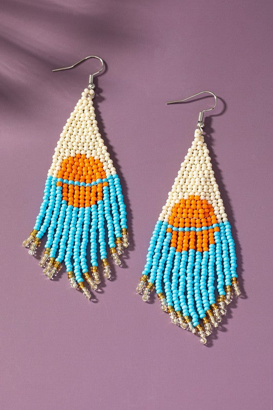 Sunrise at the sea seed bead drop earrings - Multi / one size - Rings