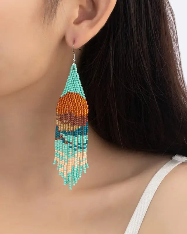 Sunset seed bead drop earrings - Multi / one size - Rings