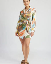 Surplice Shirt Dress With Side Ruching