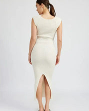 Sweetheart Bodycon Dress With Slit