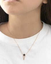 Tensly Point Stone Necklace Rose Gold