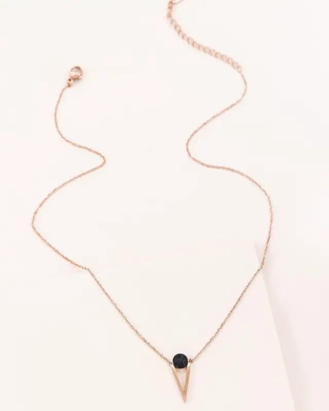 Tensly Point Stone Necklace Rose Gold - Black / OS