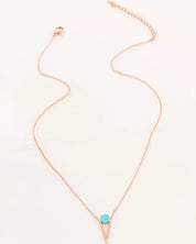 Tensly Point Stone Necklace Rose Gold - Turquoise / OS