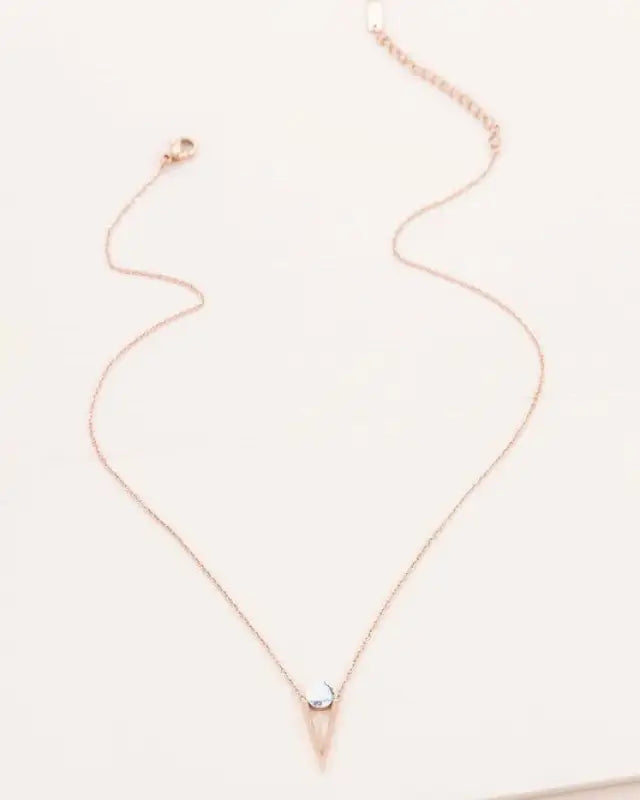 Tensly Point Stone Necklace Rose Gold - White / OS