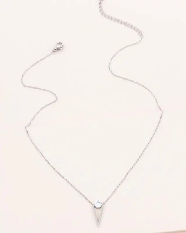 Tensly Point Stone Necklace Silver