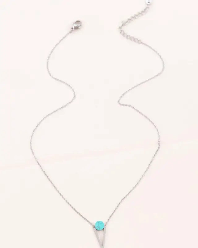 Tensly Point Stone Necklace Silver - Turquoise / OS