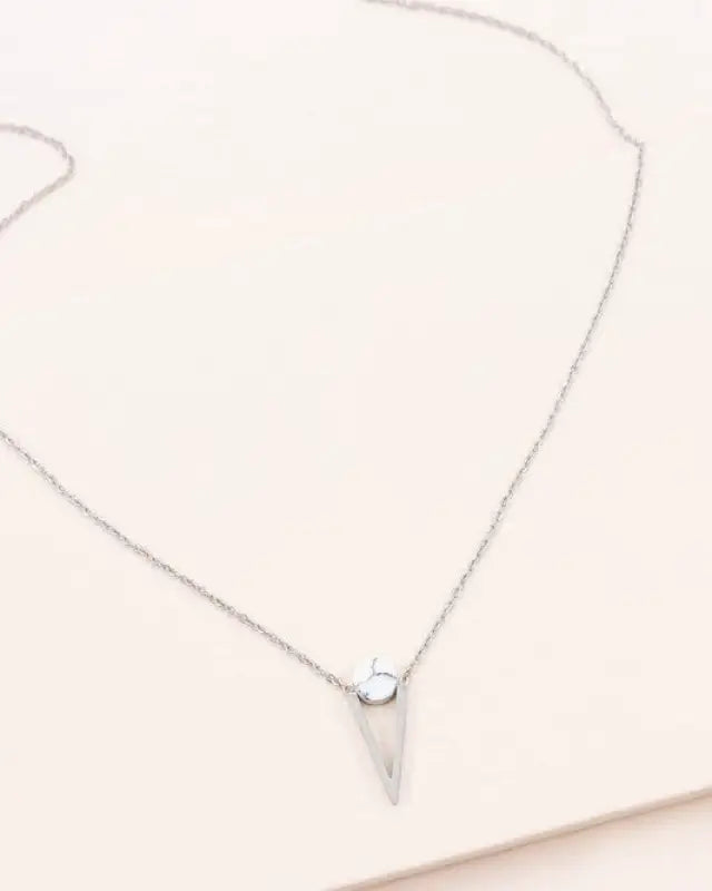 Tensly Point Stone Necklace Silver - White / OS