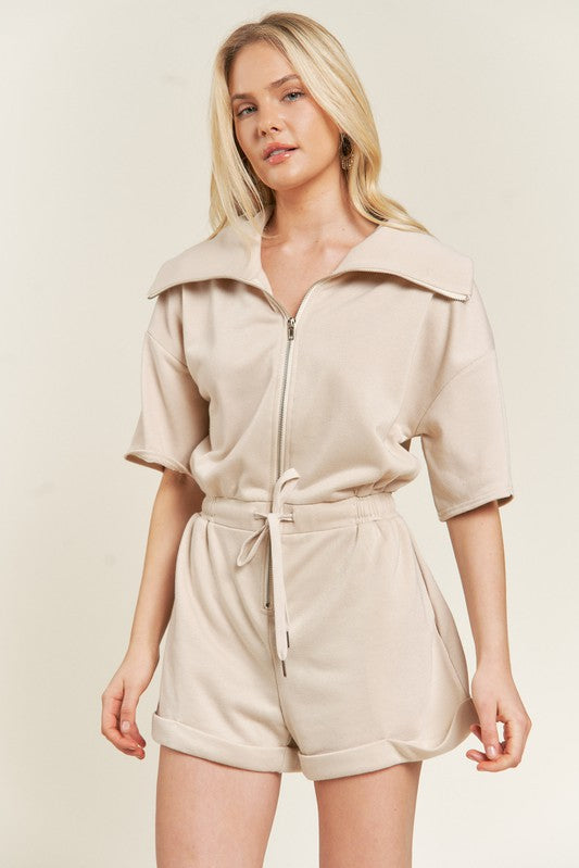 Terry Zip Front Romper