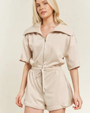 Terry Zip Front Romper