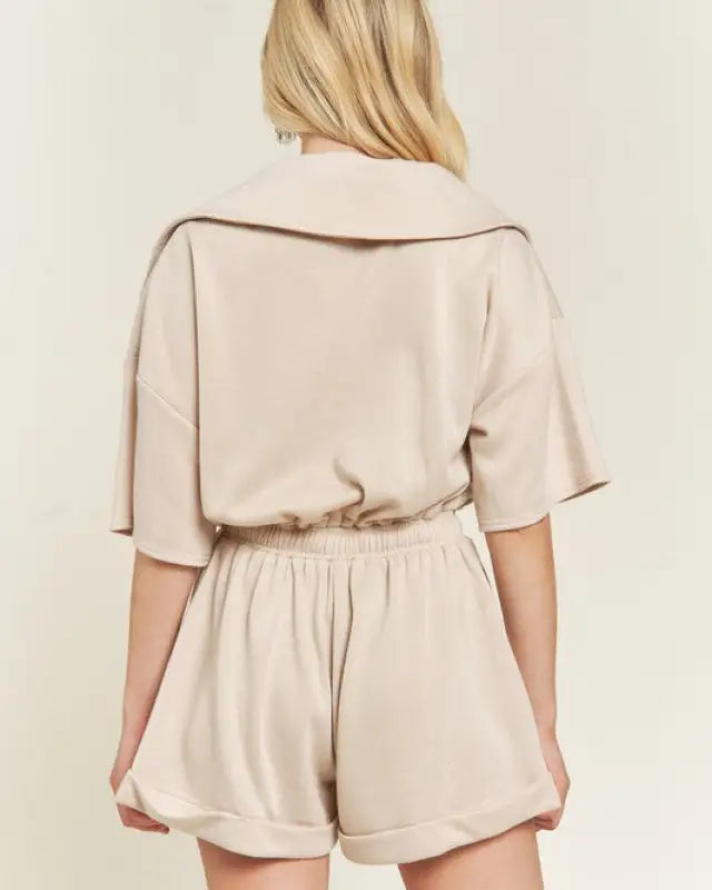 Terry Zip Front Romper