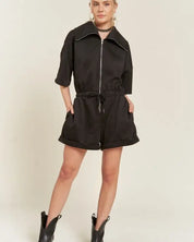 Terry Zip Front Romper