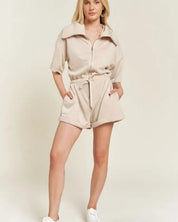 Terry Zip Front Romper