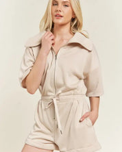 Terry Zip Front Romper