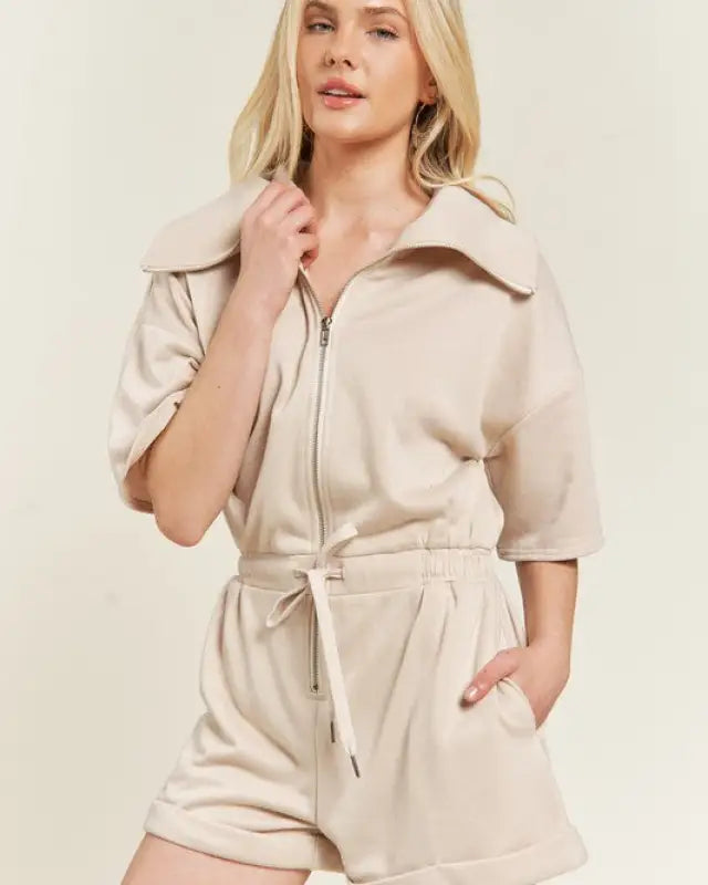 Terry Zip Front Romper